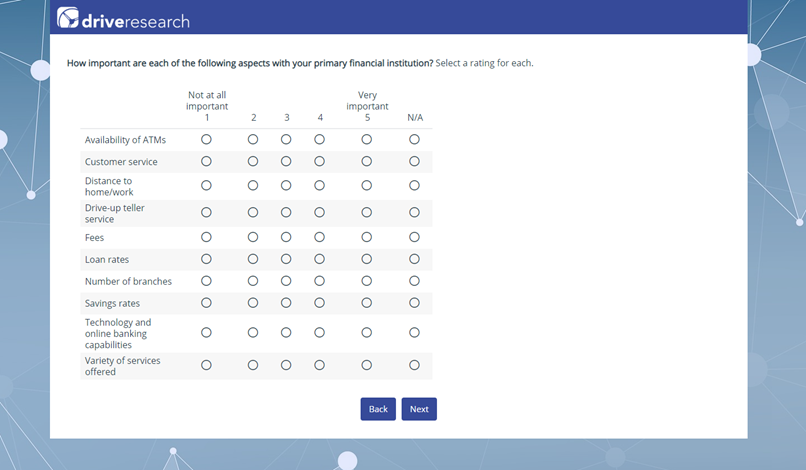 example of a customer survey question for a bank or credit union