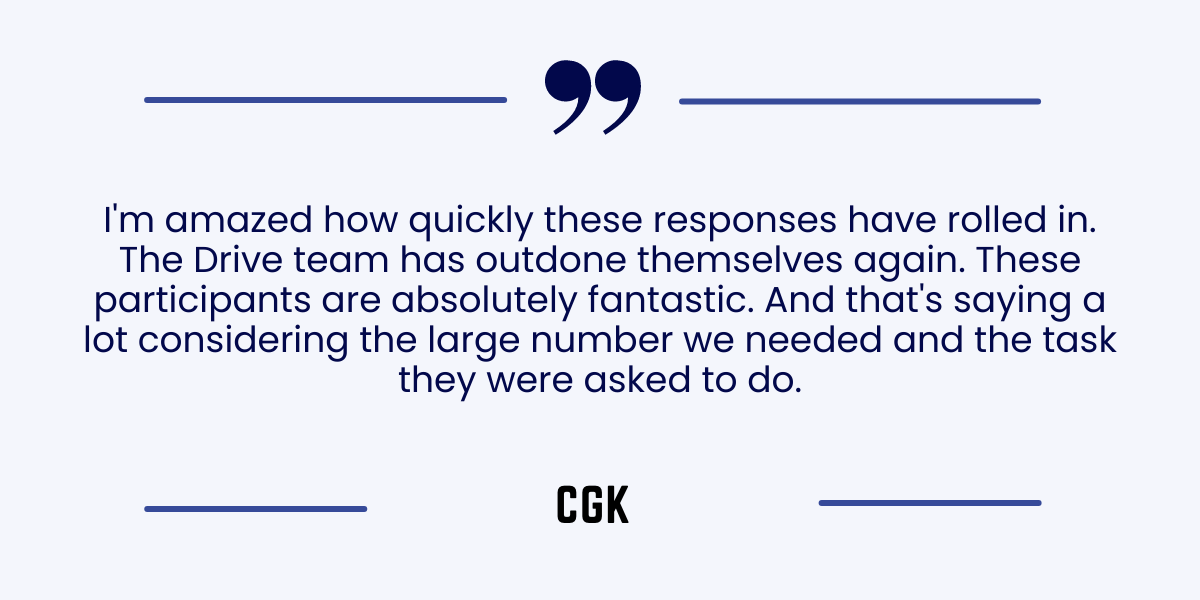 Drive Research Customer Testimonial - CGK