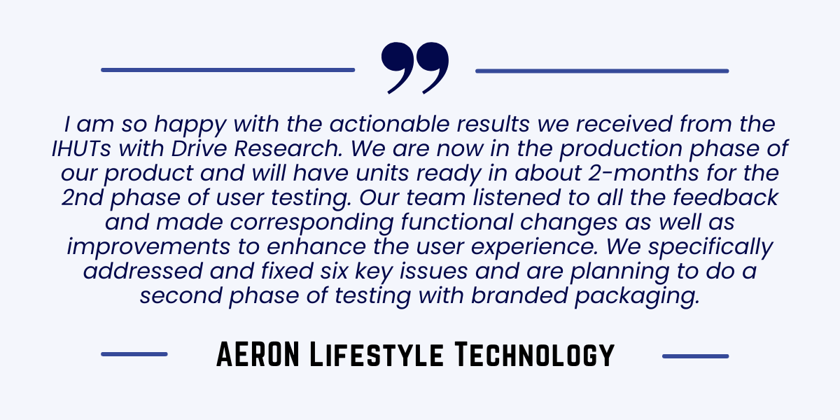 Product testing research company client testimonial - aeron