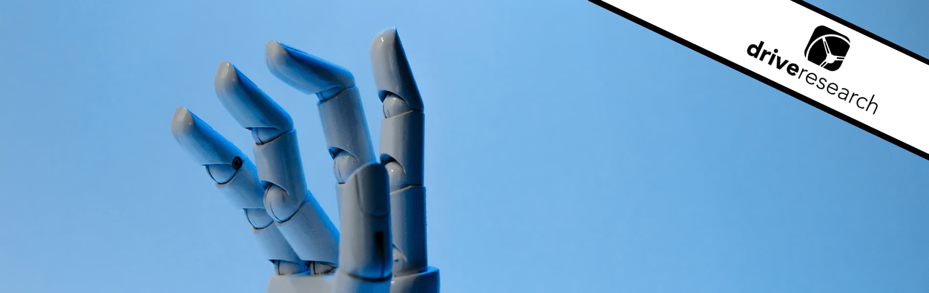 robot fingers on blue background