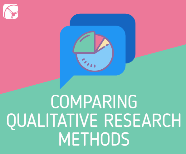 comparing qualitative research methods | chat bubble with pie chart