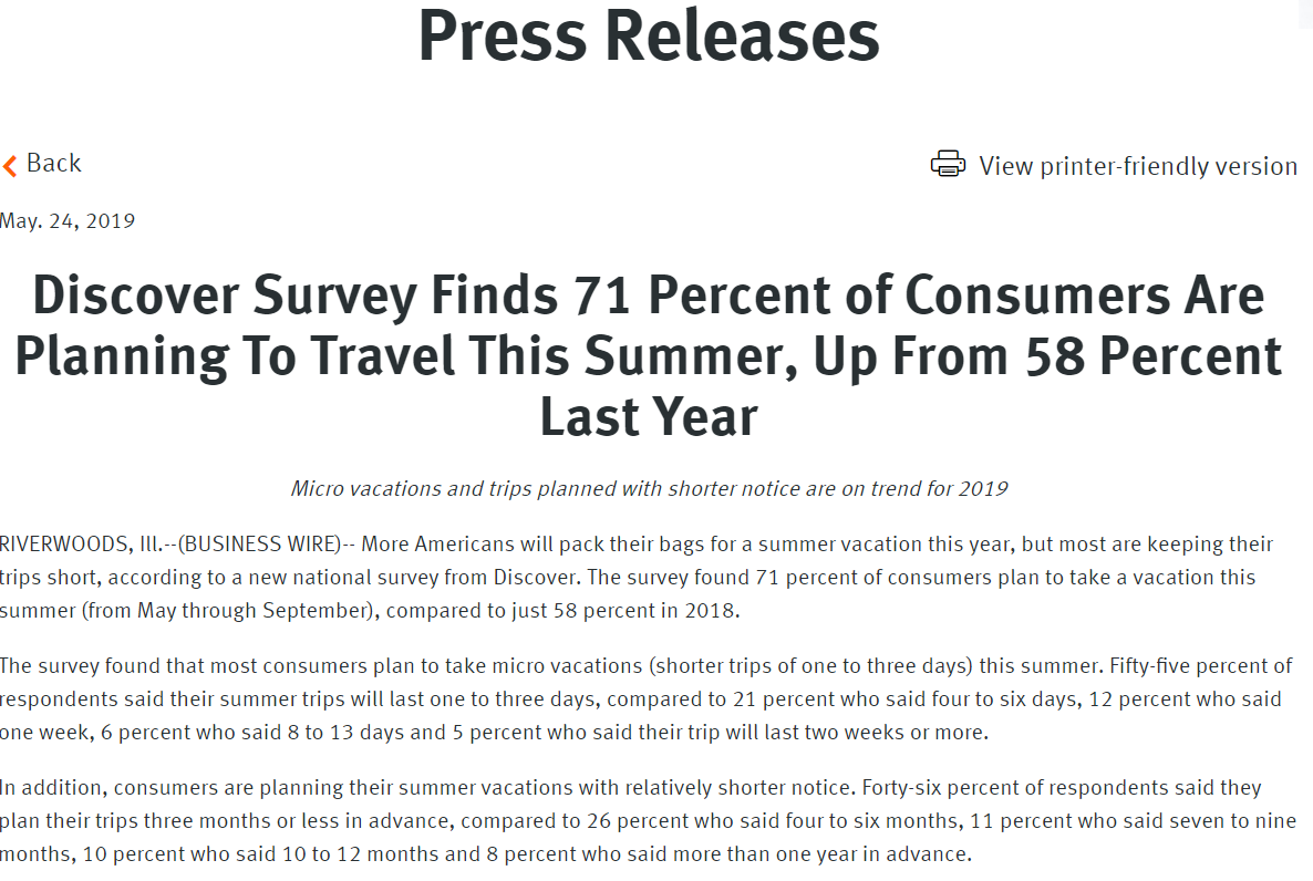 discover uses pr survey example