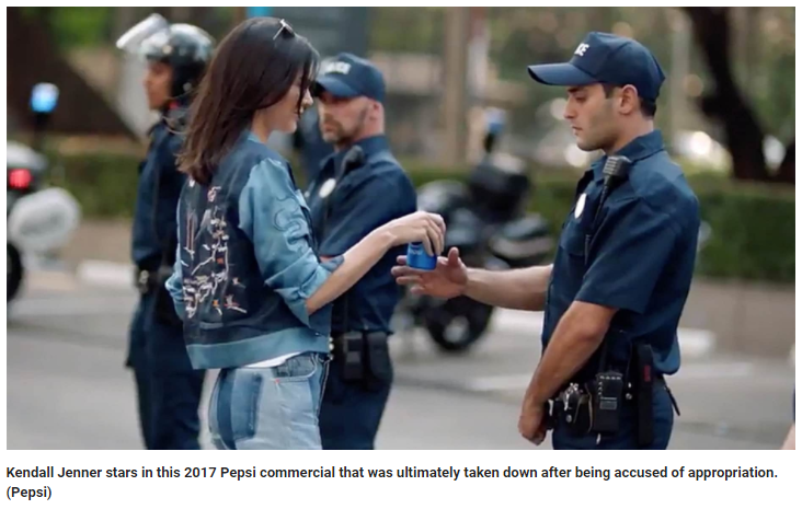 Kendall Jenner stars in this 2017 Pepsi commercial that was ultimately taken down after being accused of appropriation. (Pepsi)