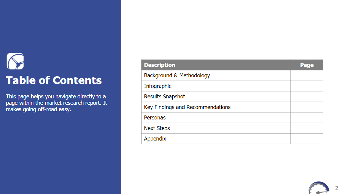 example of table of contents from market research report