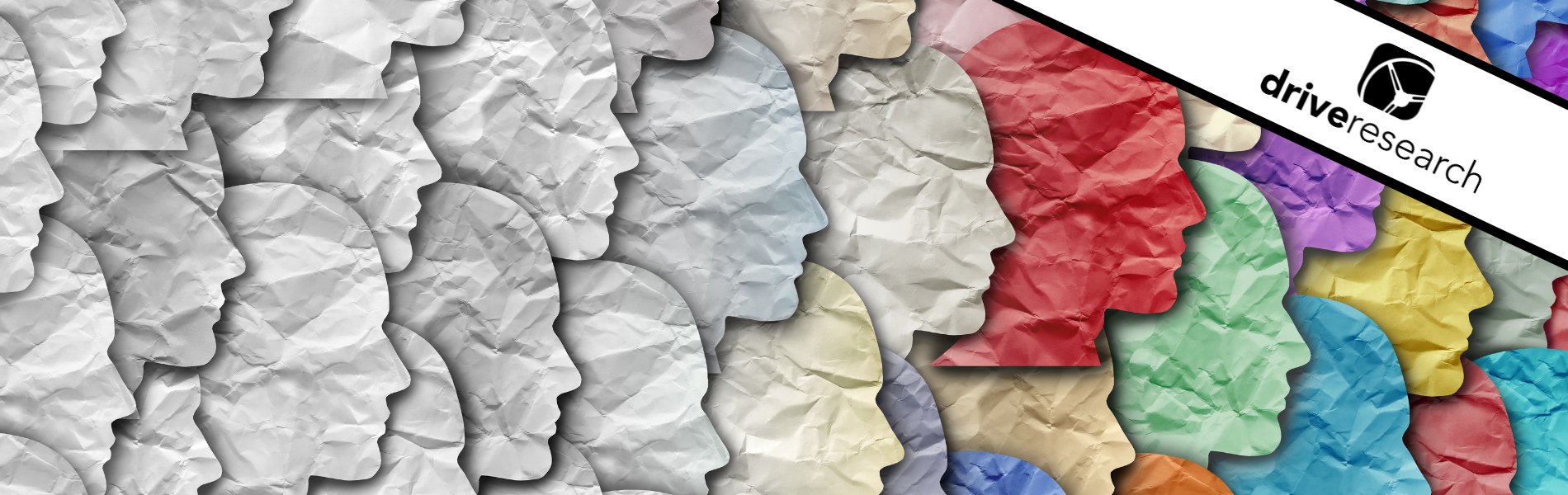 white paper heads that fade into colored papered heads