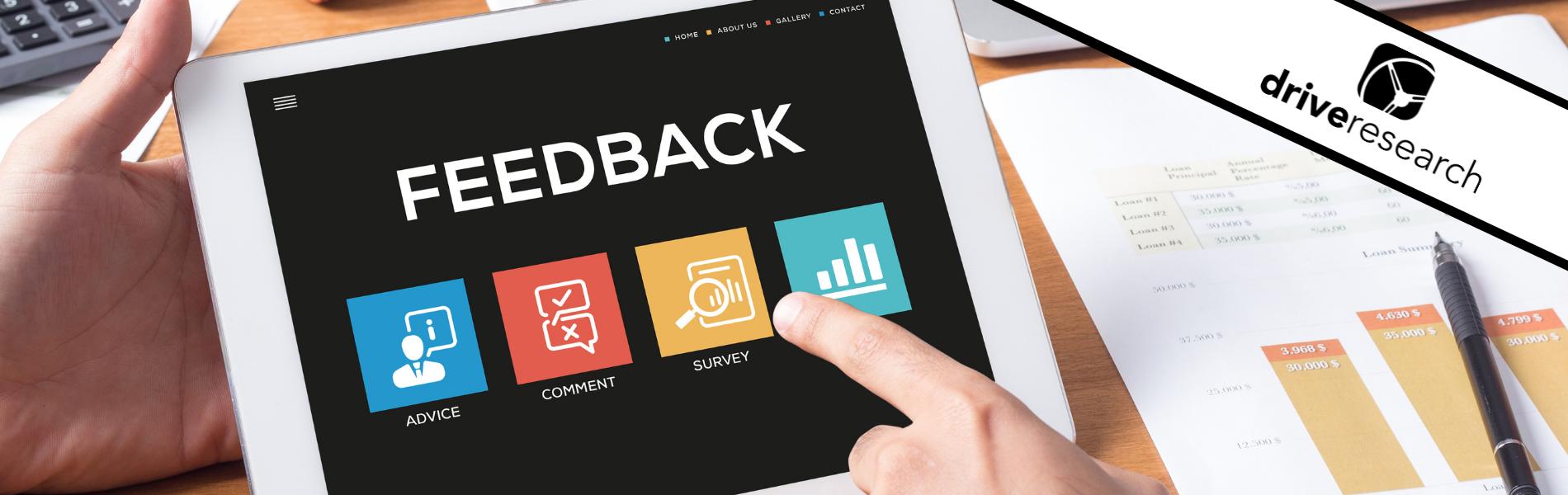 customer feedback survey on a tablet
