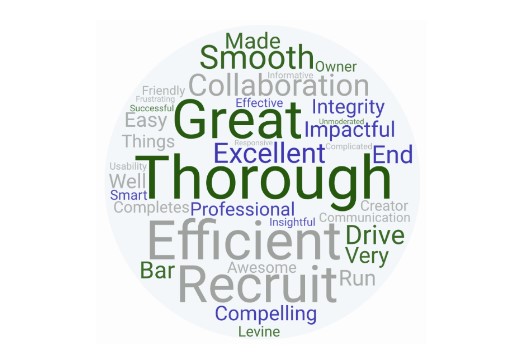 word cloud from Drive Research 2021 client satisfaction survey