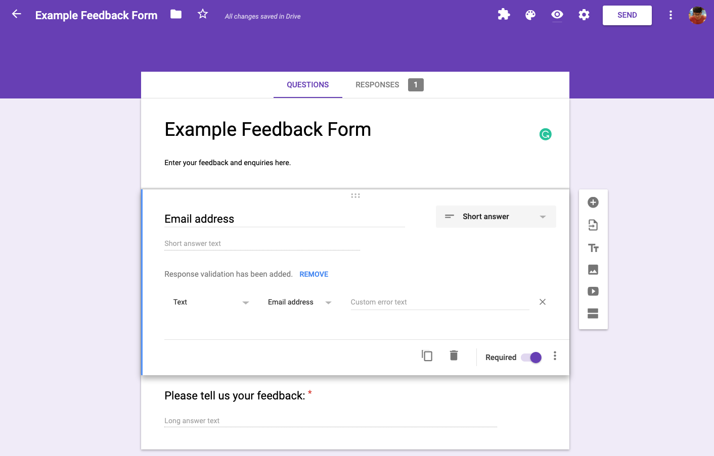 example google forms survey