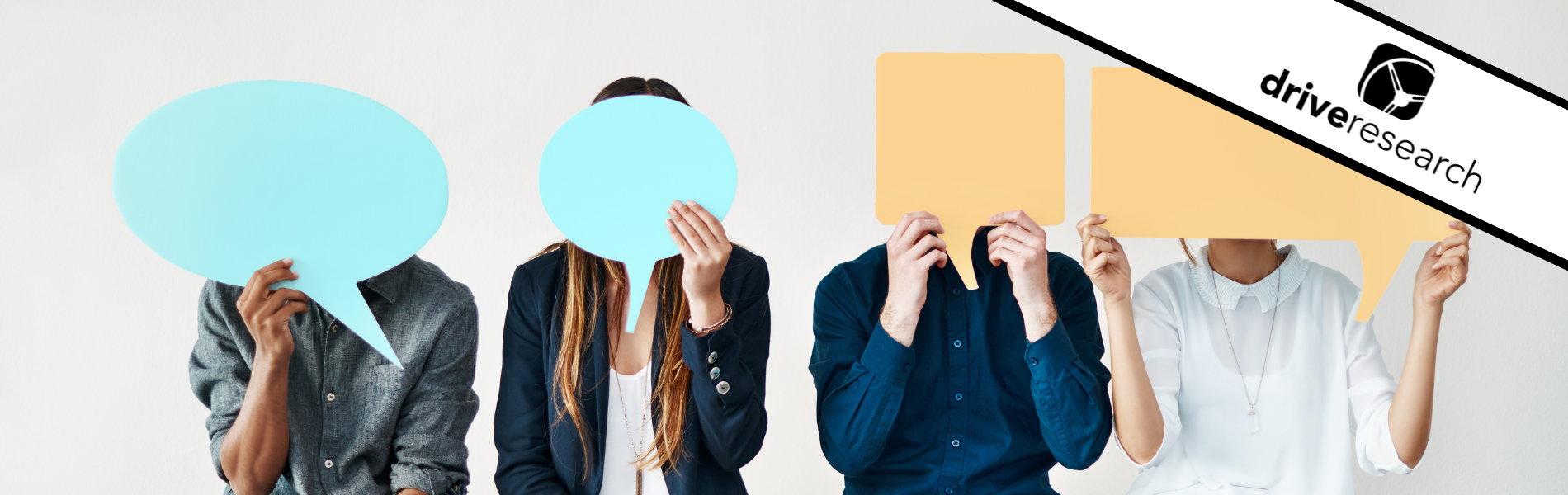 people covering faces with thought bubbles - opinions concept