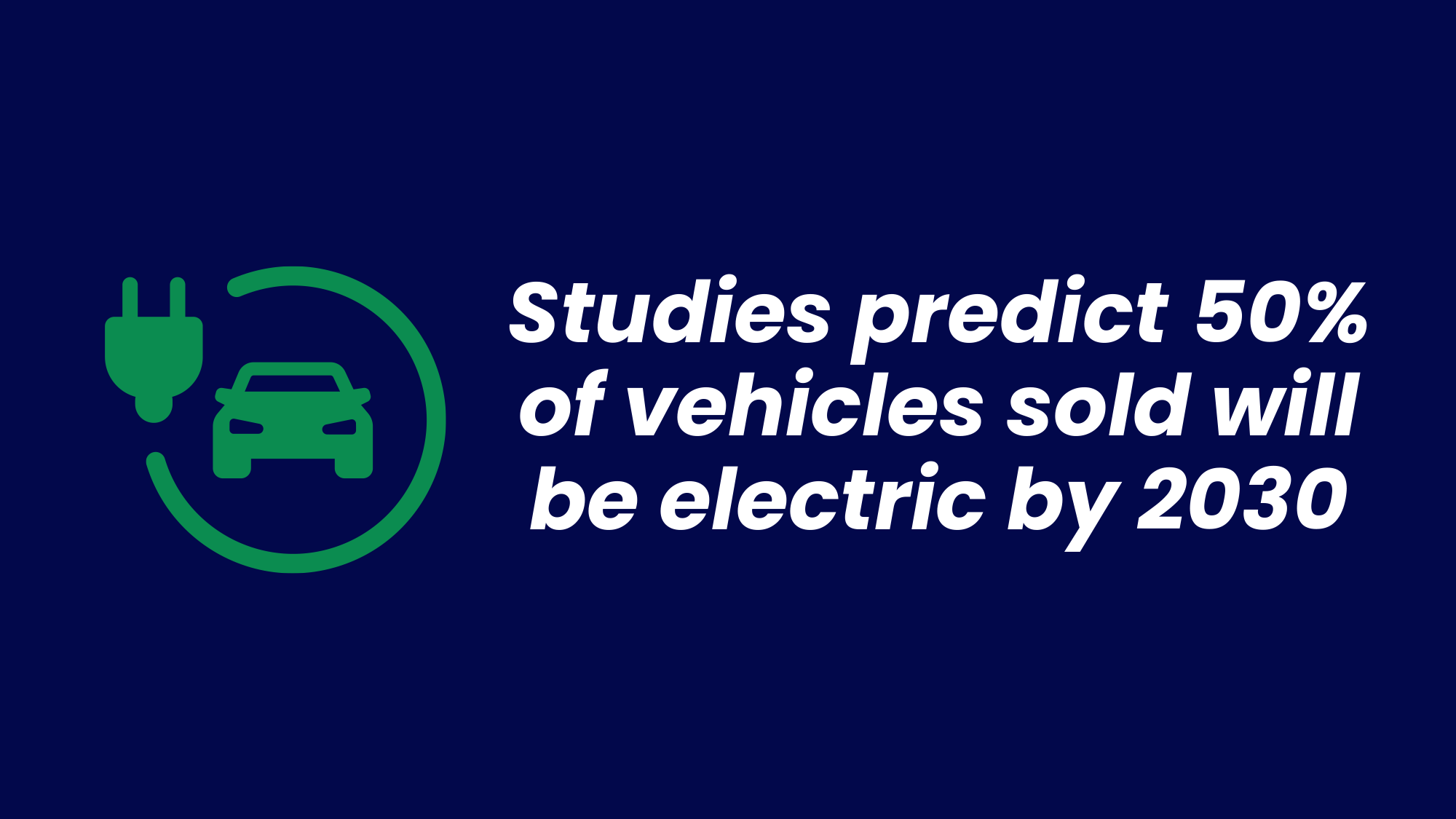 Studies predict 50% of vehicles sold will be electric by 2030