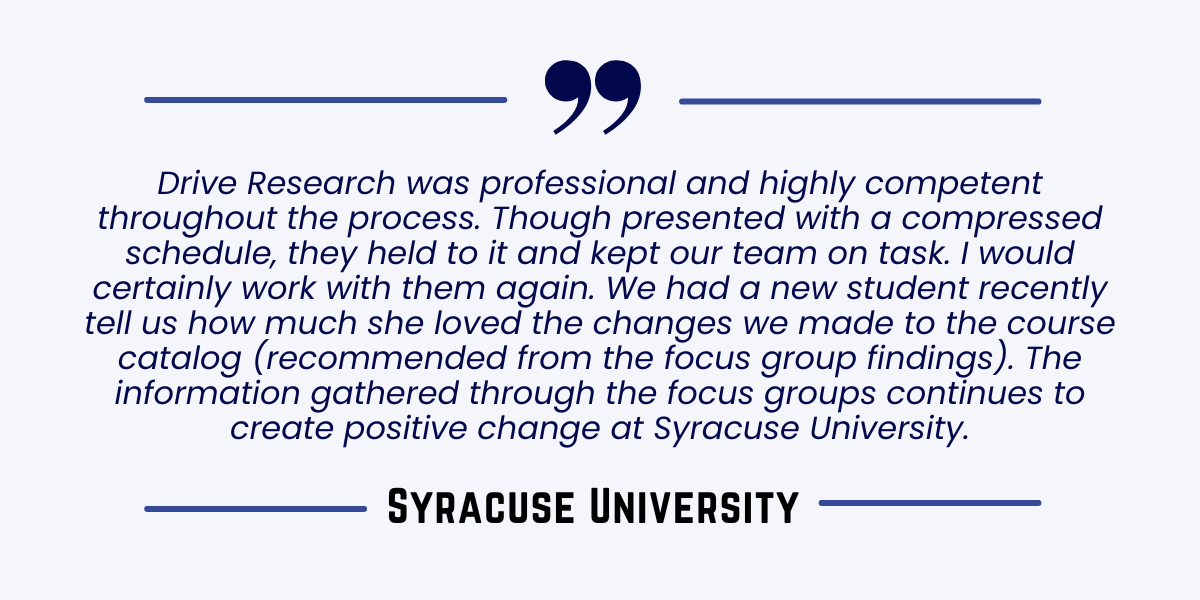 Syracuse University Client Testimonial