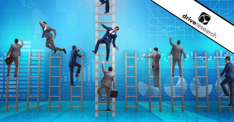 Business men climbing on a ladder