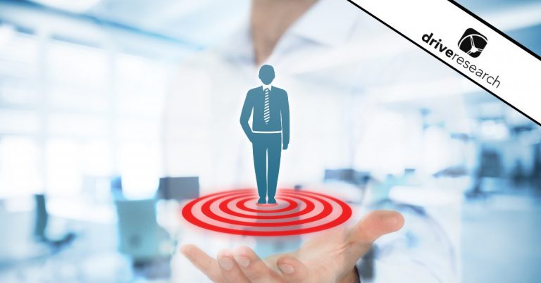 a graphic showing a man in a red circle indicating an ideal customer avatar in marketing - drive research