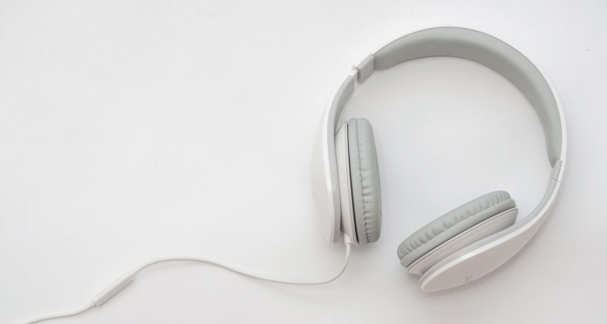 White headphones on white background