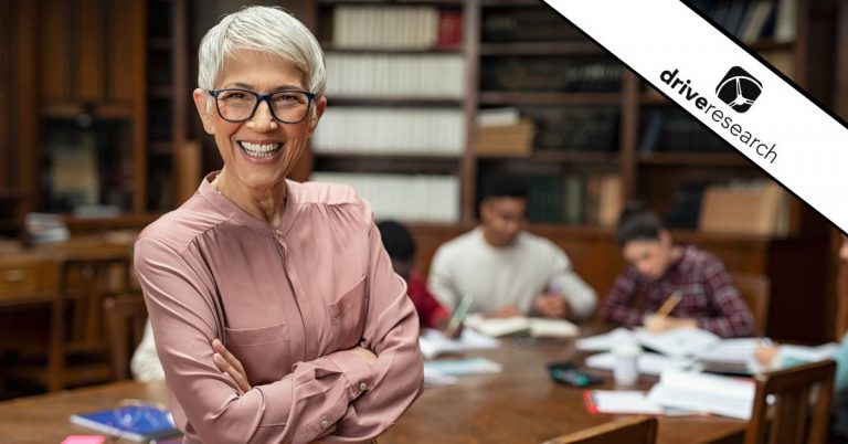 Smiling University Professor in Library - Drive Research logo