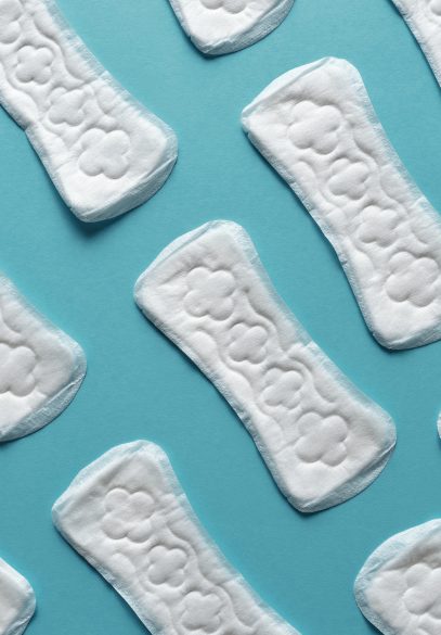 Menstrual Pads on Blue Background
