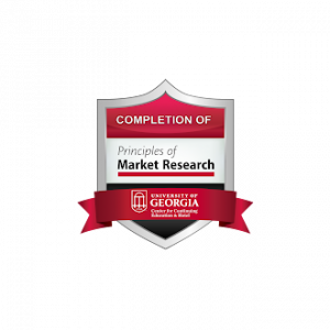 University of Georgia completion of principles of market research badge