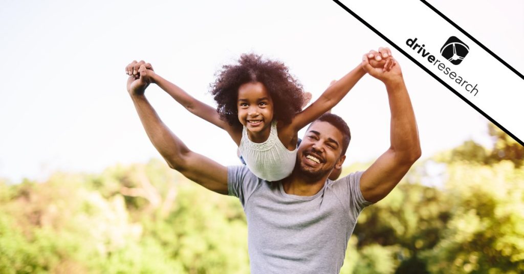 Child flying on father shoulders - drive research watermark