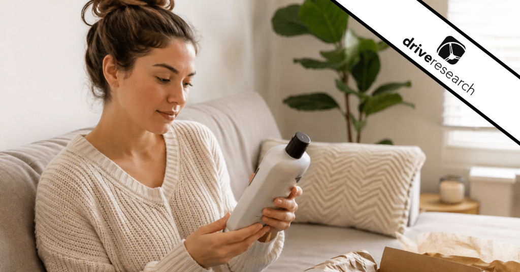 Consumer completing real world product testing - drive research
